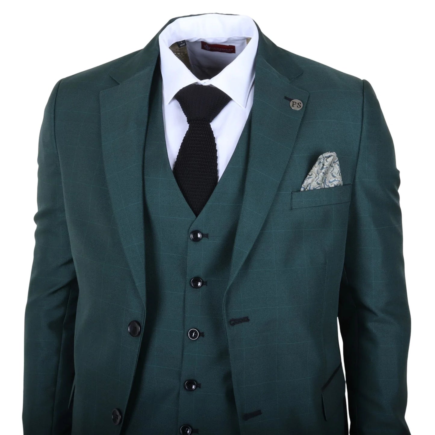 IM52 - Men's Green Check 3 Piece Tailored Fit Suit