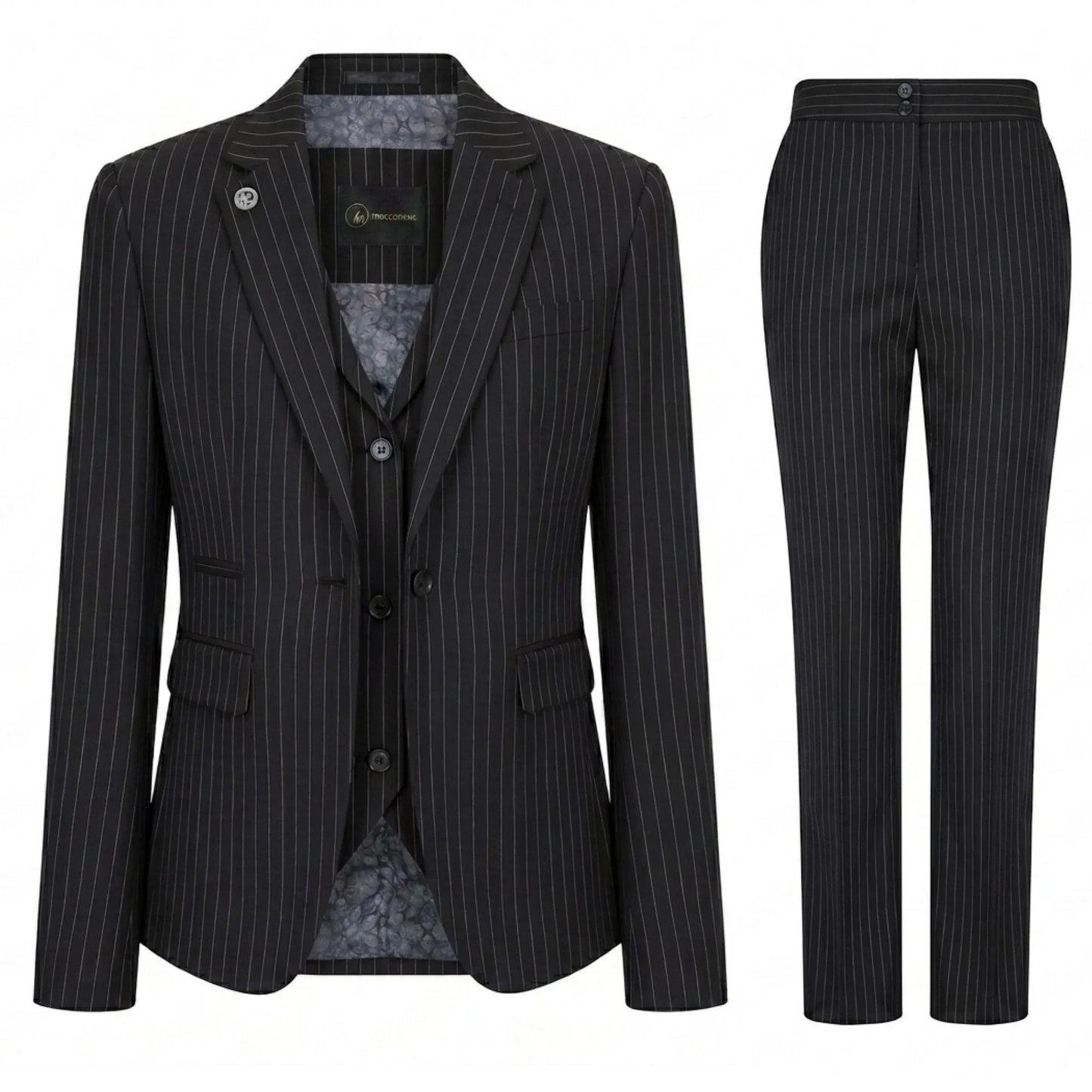 TPW-38 - Women's 3 Piece Black Pinstripe Suit