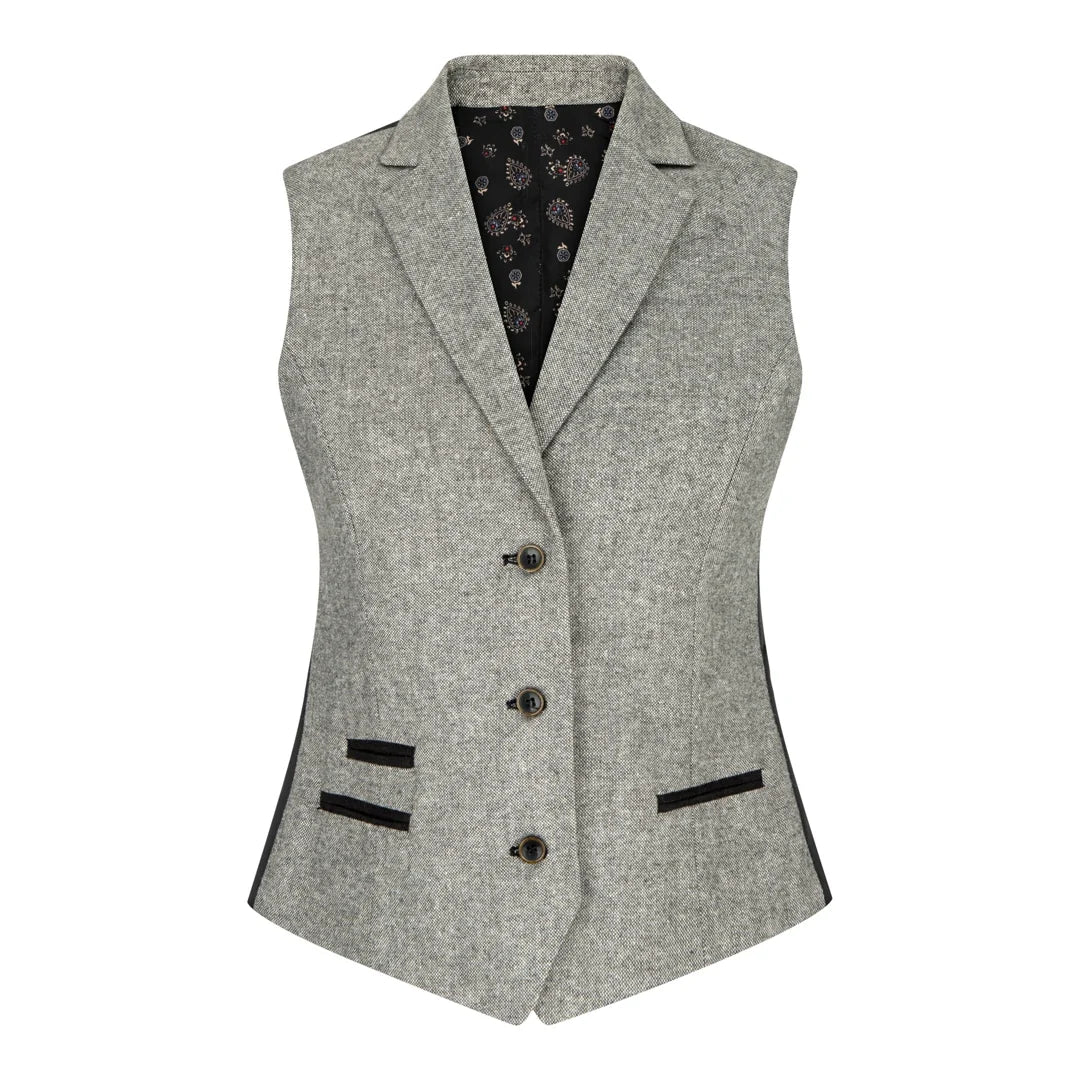 wsn03 - Women's Tweed Grey Blazer Jacket Waistcoat Elow Patch Peaky 1920s