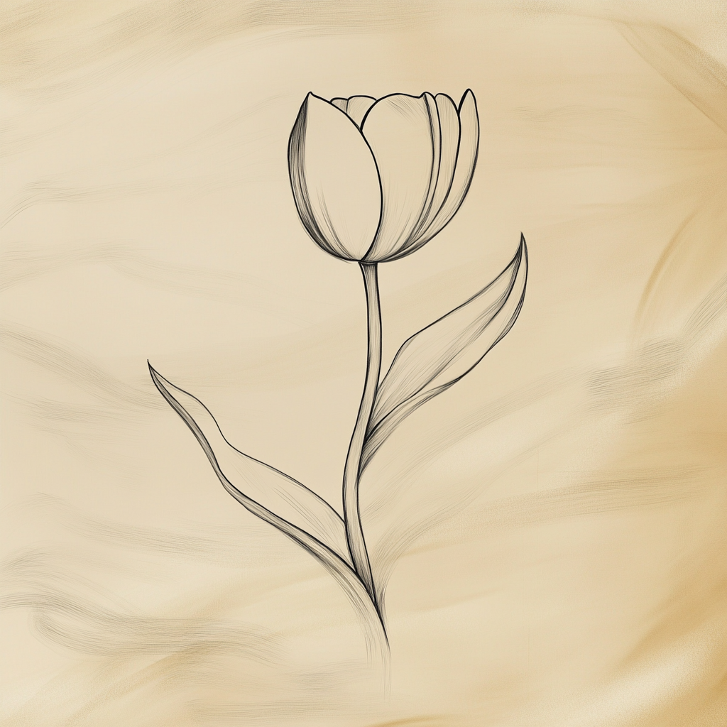 Tulip Outline Cotton Cushion
