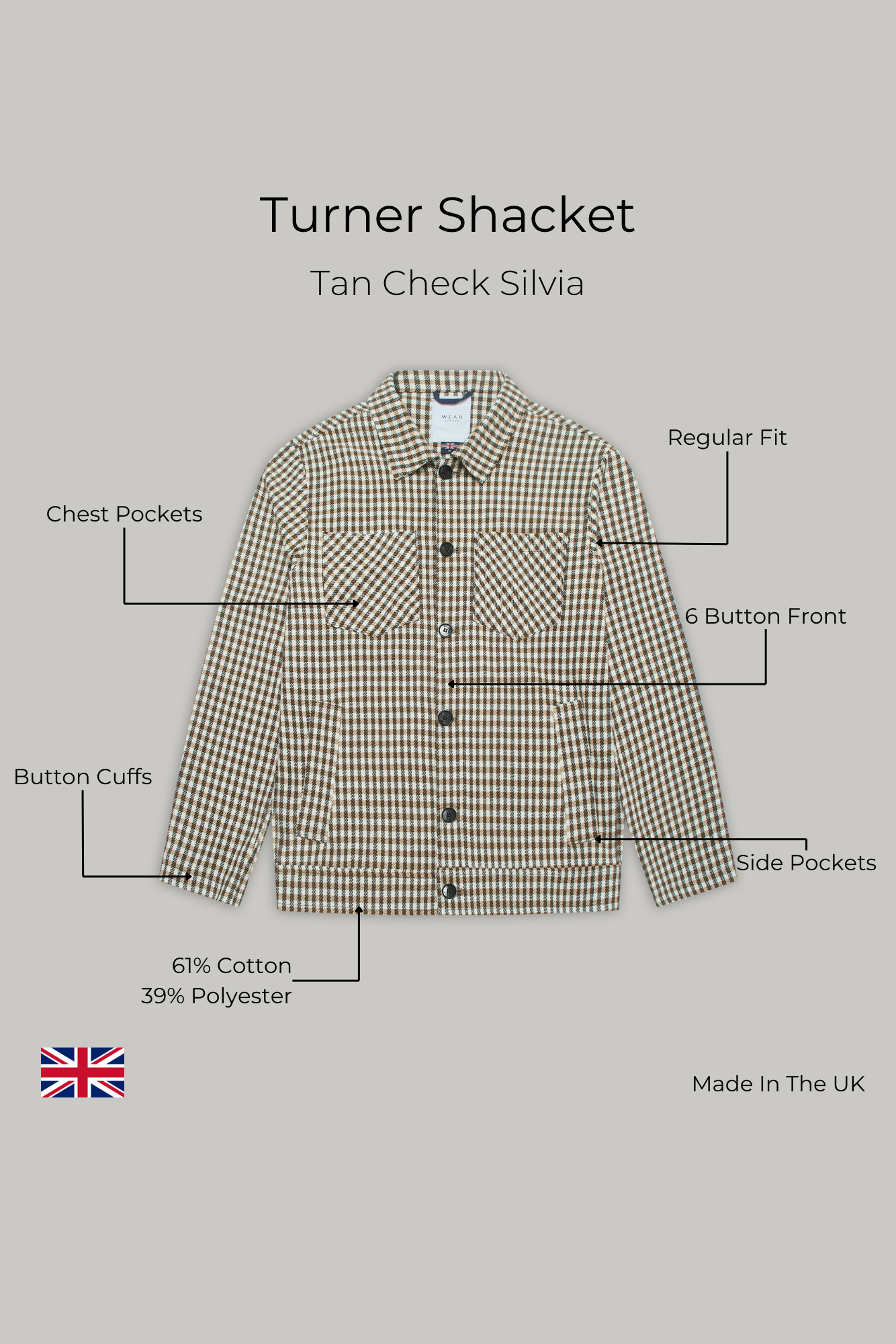 Turner Shacket - Tan Check Silvia