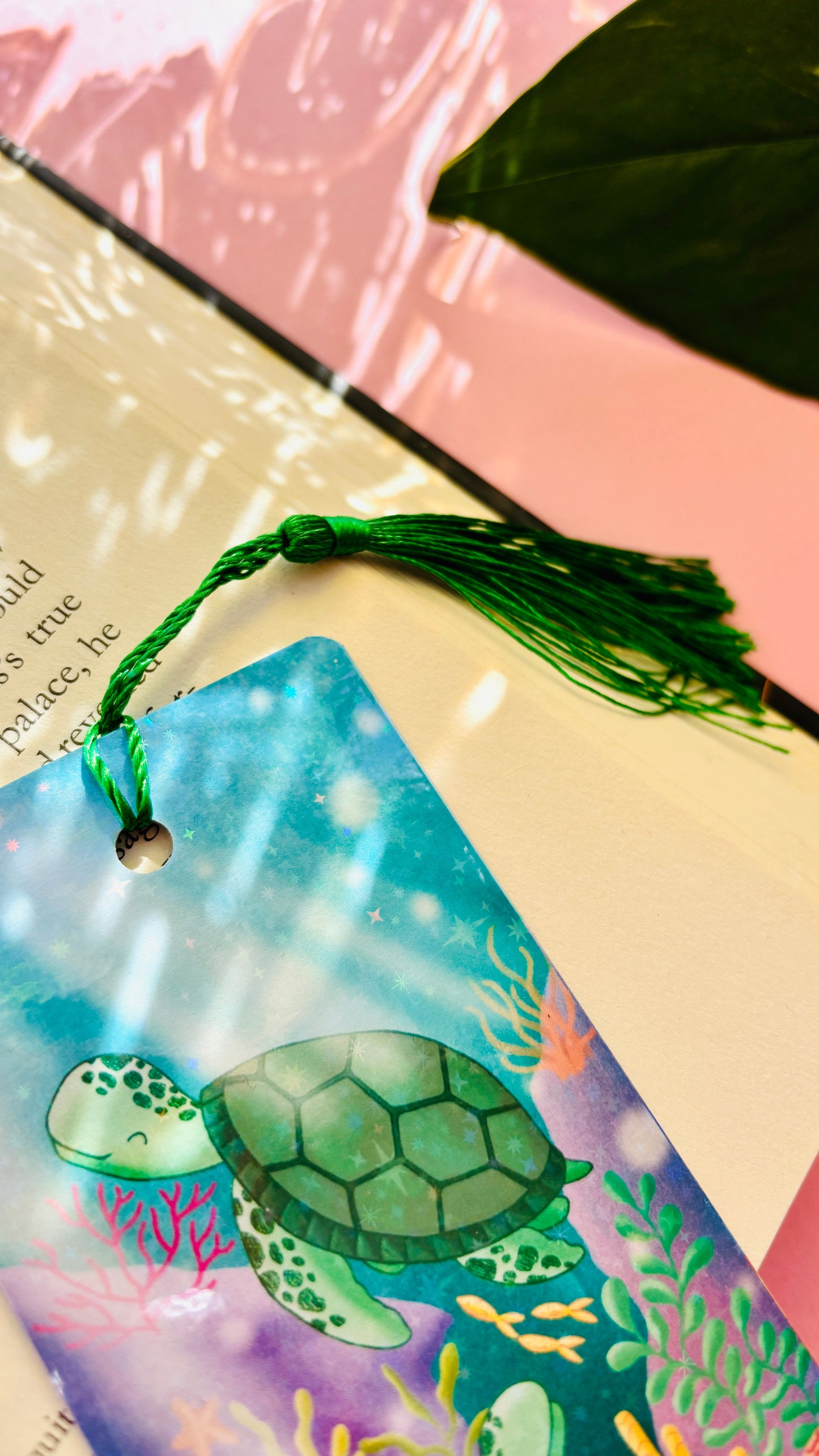 Sea Turtle Bookmark – Holographic Ocean Bookmark with Tassel