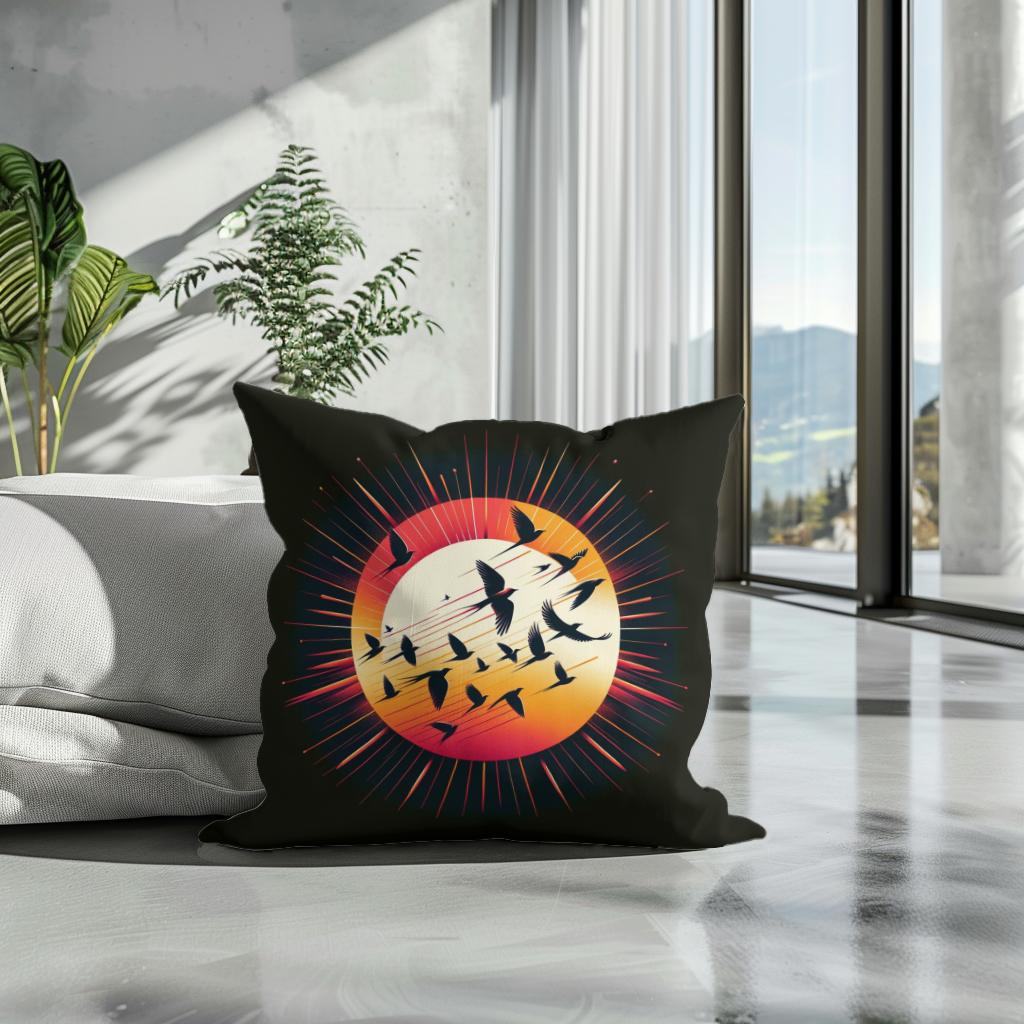 Sunset Avian Symphony Cotton Cushion