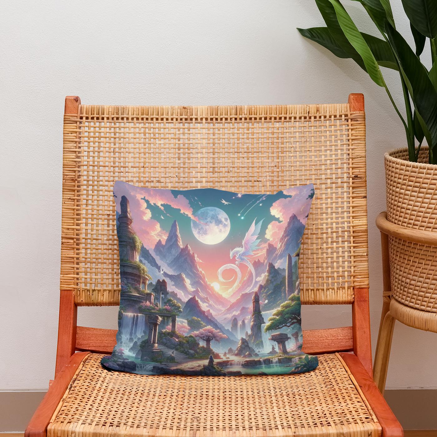 Mystical Mountain Sanctuary Cotton Cushion