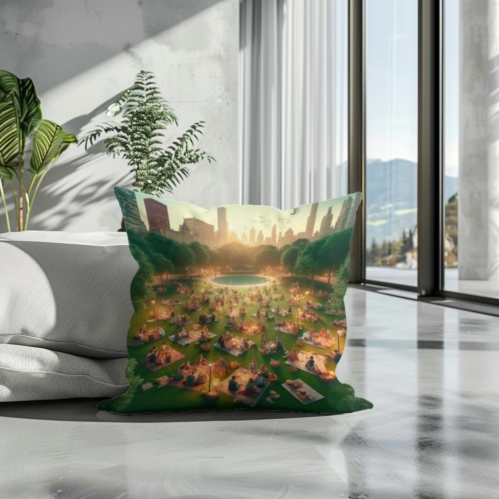 Picnic Sunset in Summer Cotton Cushion