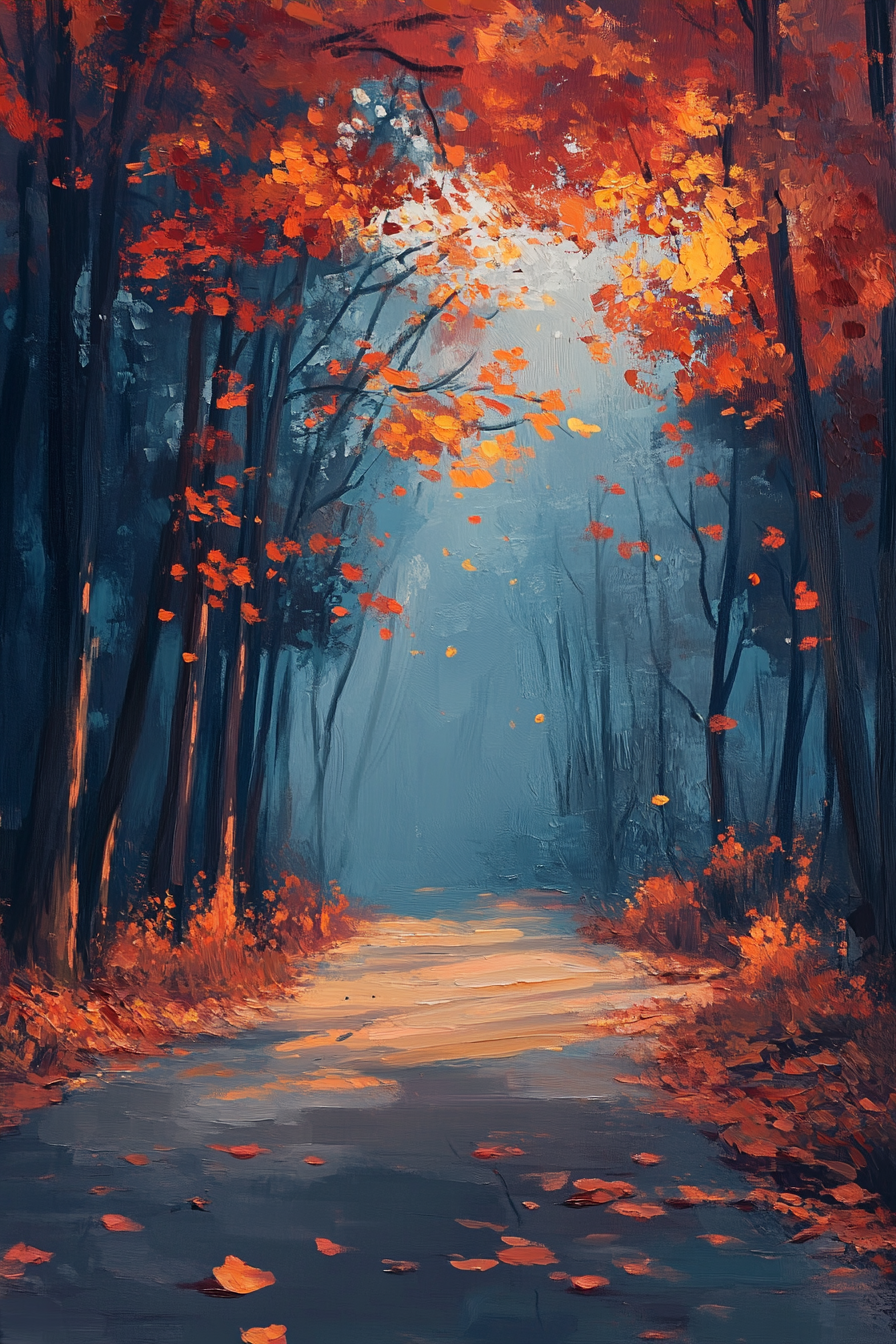Twilight Autumn Leaves Canvas