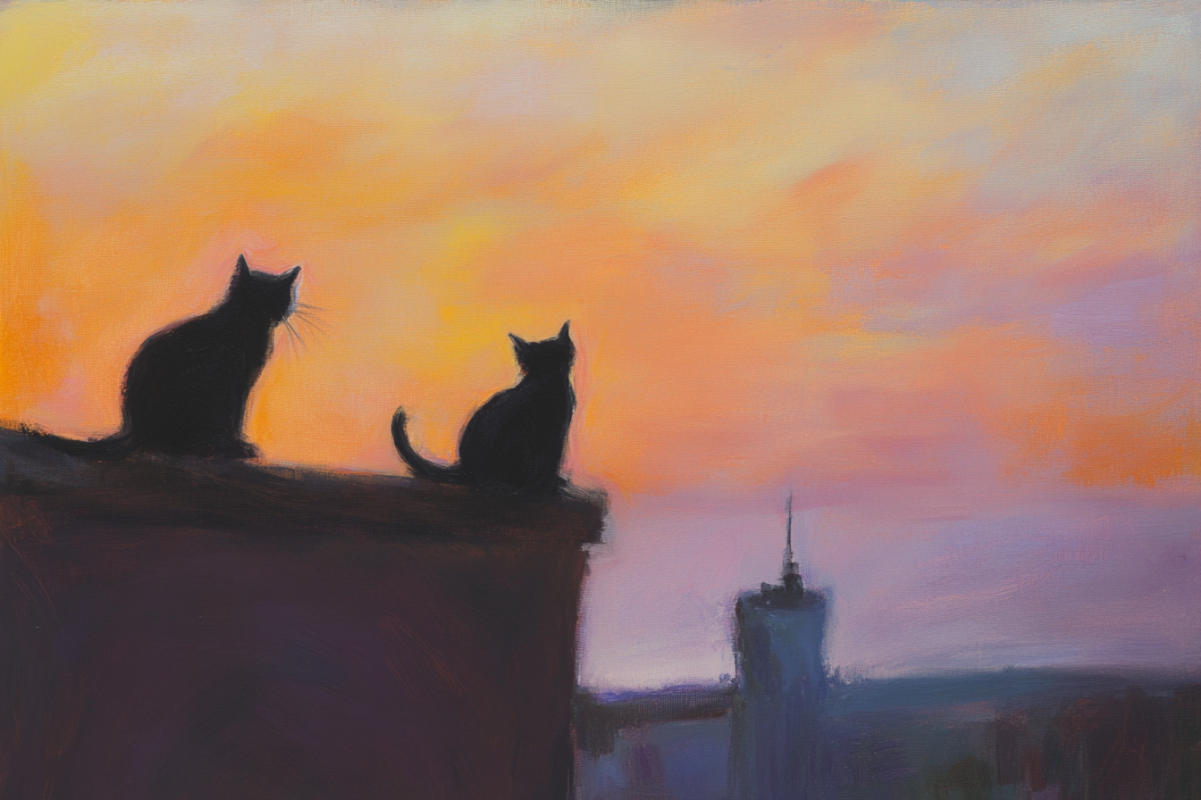 Twilight Cats Canvas