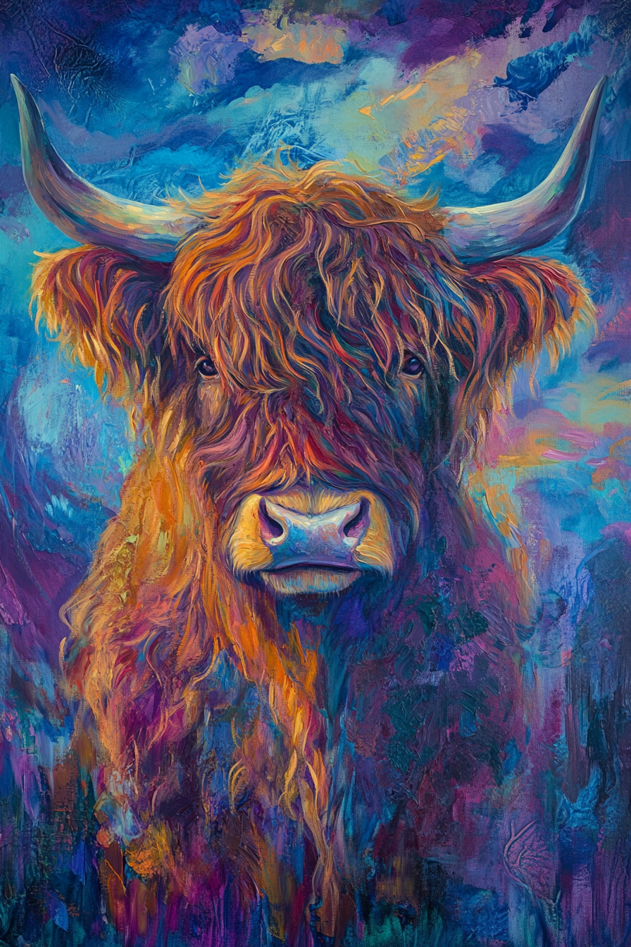 Twilight Highland Cow Blanket