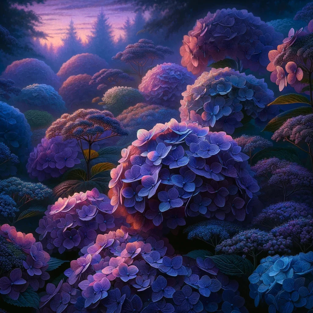 Twilight Hydrangea Harmony Canvas