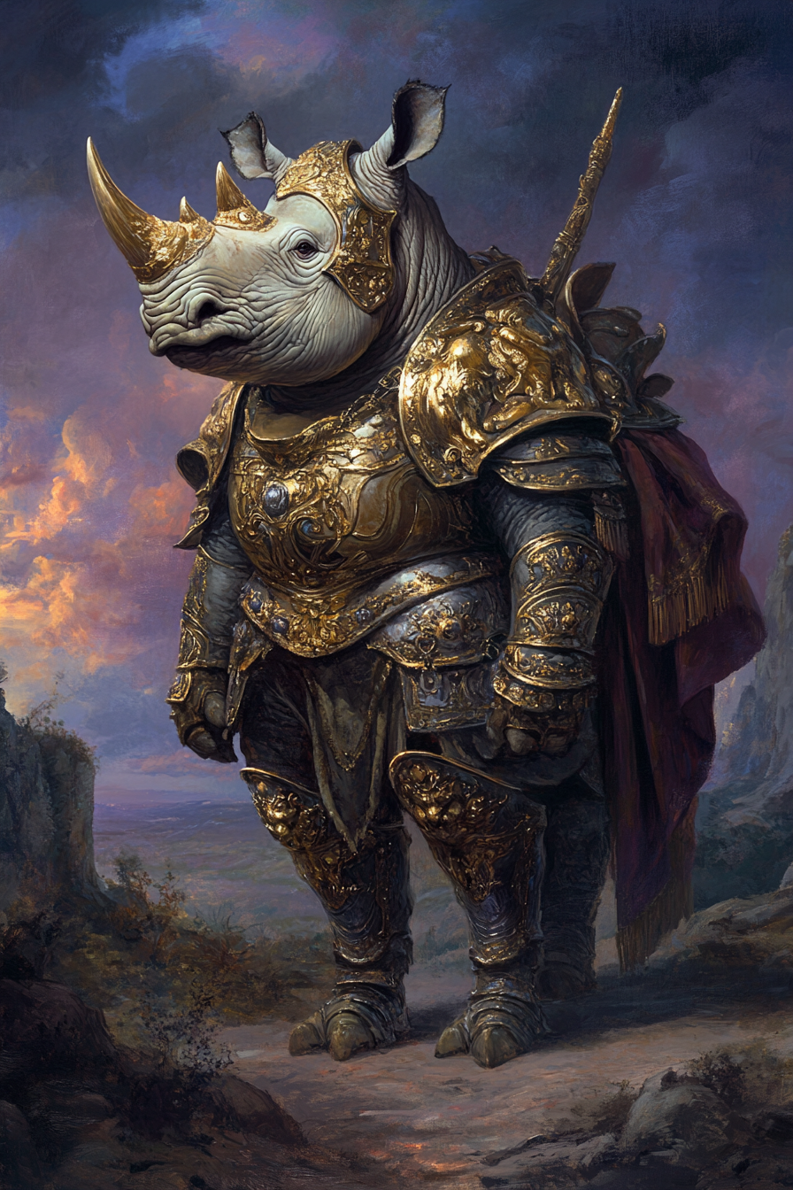 Twilight Majesty Rhino Canvas