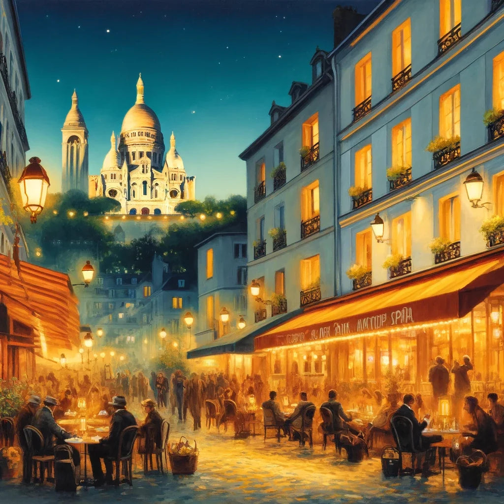 Twilight Over Paris Montmartre Canvas