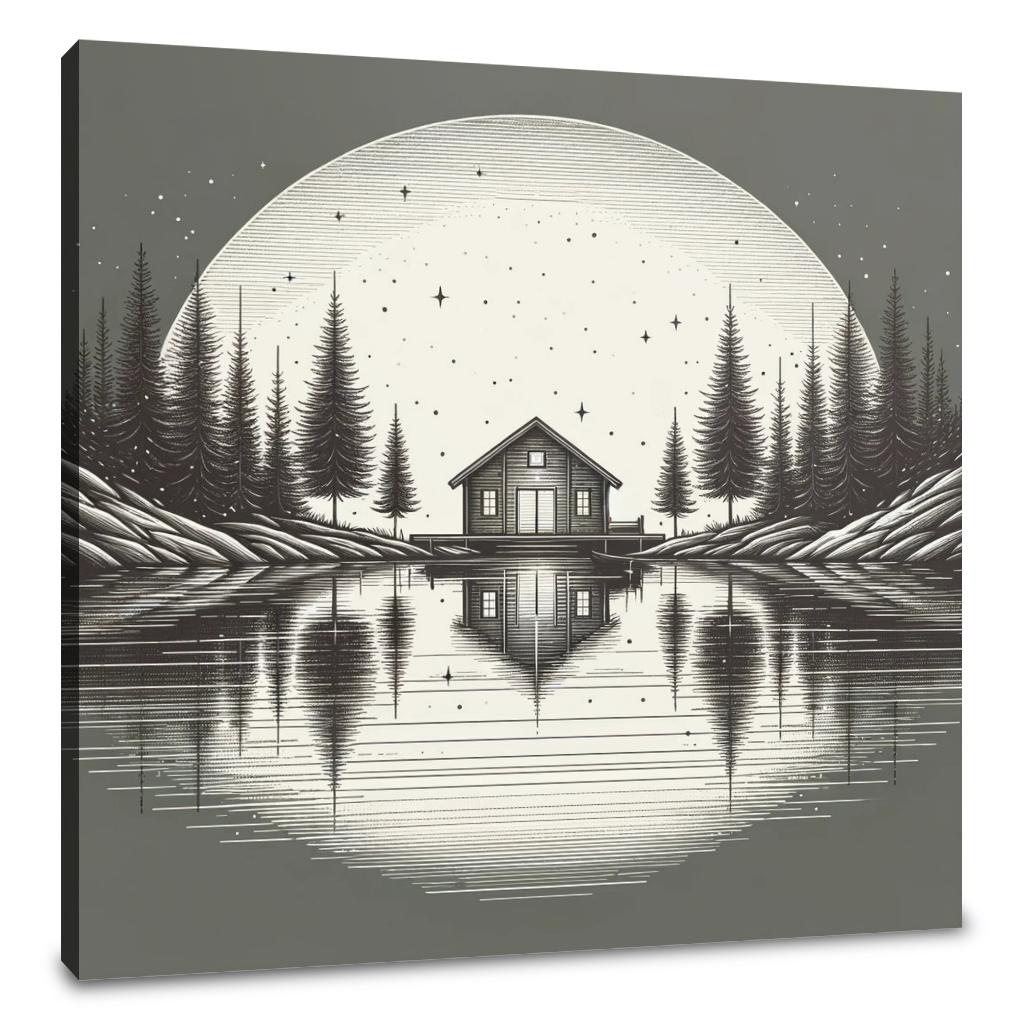 A Peaceful Retreat in Monochrome Canvas