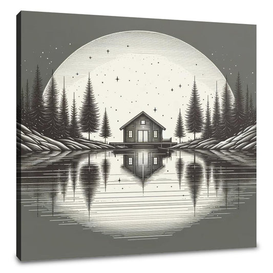 A Peaceful Retreat in Monochrome Canvas