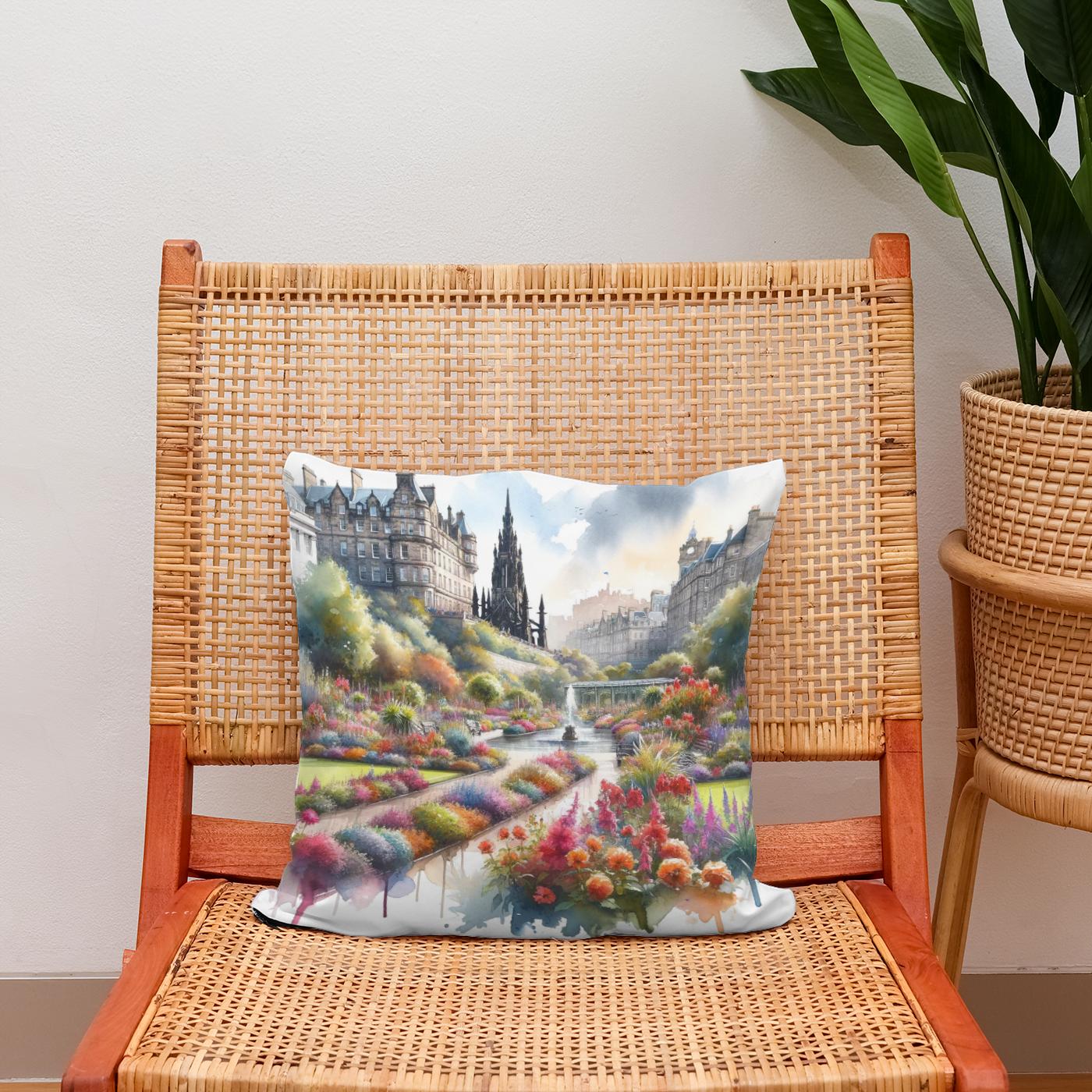 Edinburgh Princes Street Gardens Bloom Cotton Cushion