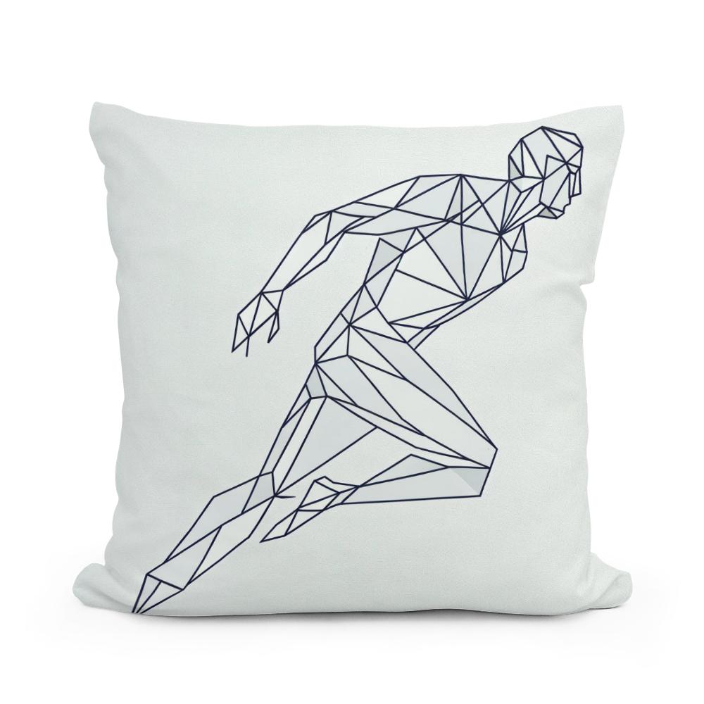Geometric Human Silhouette Cotton Cushion