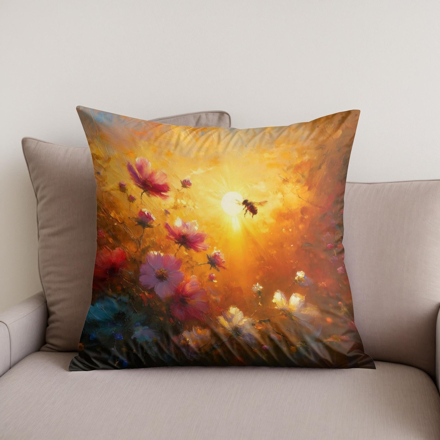 Golden Hour Bee Cotton Cushion