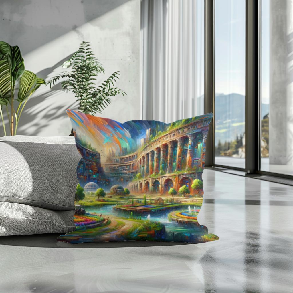 Future Echoes Amidst Ruins Cotton Cushion
