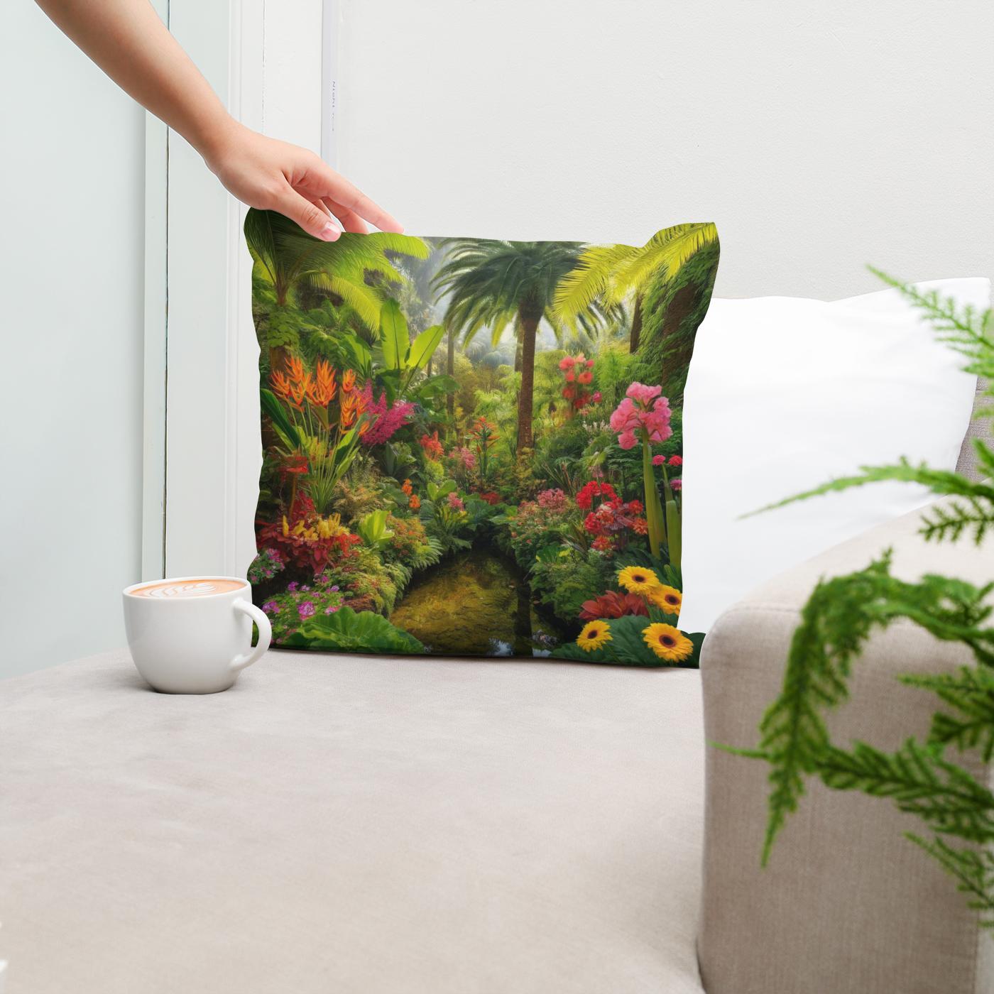 Tropical Garden Oasis Cotton Cushion