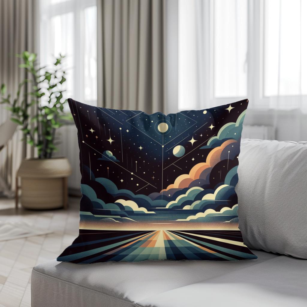 Celestial Harmony: Geometric Night Cotton Cushion