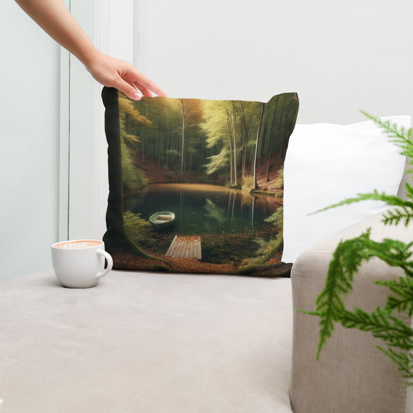 Autumn Pond Solitude Cotton Cushion