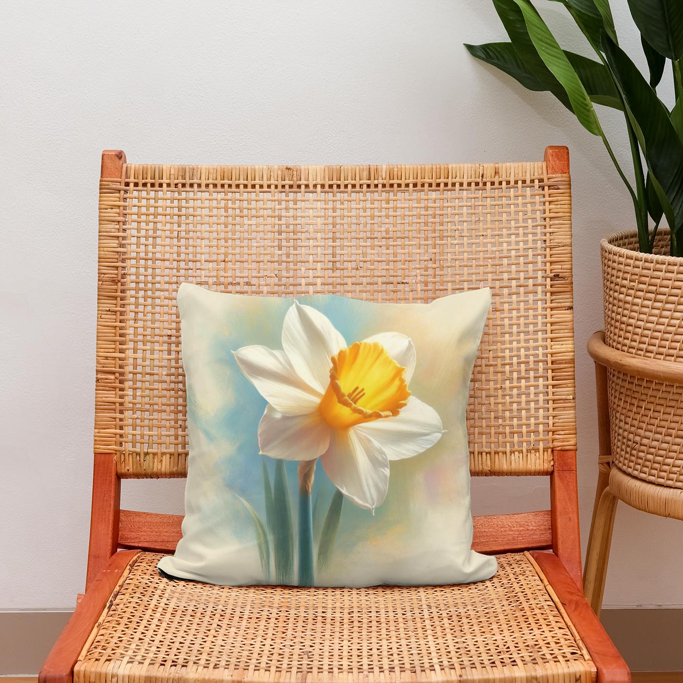 Pastel Spring Daffodil Cotton Cushion