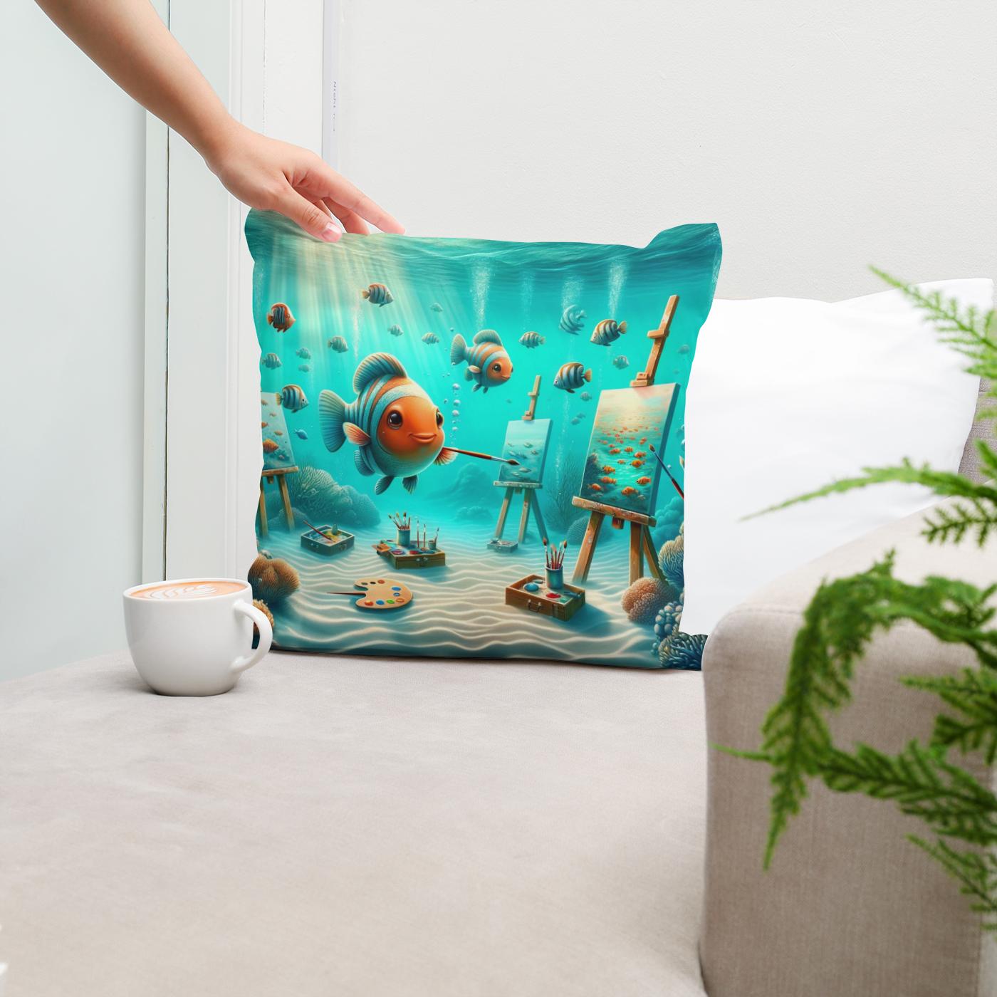 Aquatic Artistry Cotton Cushion