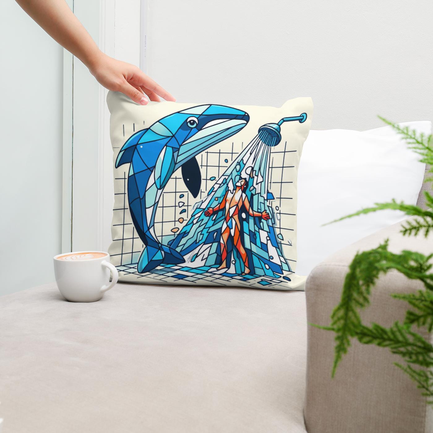 Whale of a Time Shower Cotton Cushion
