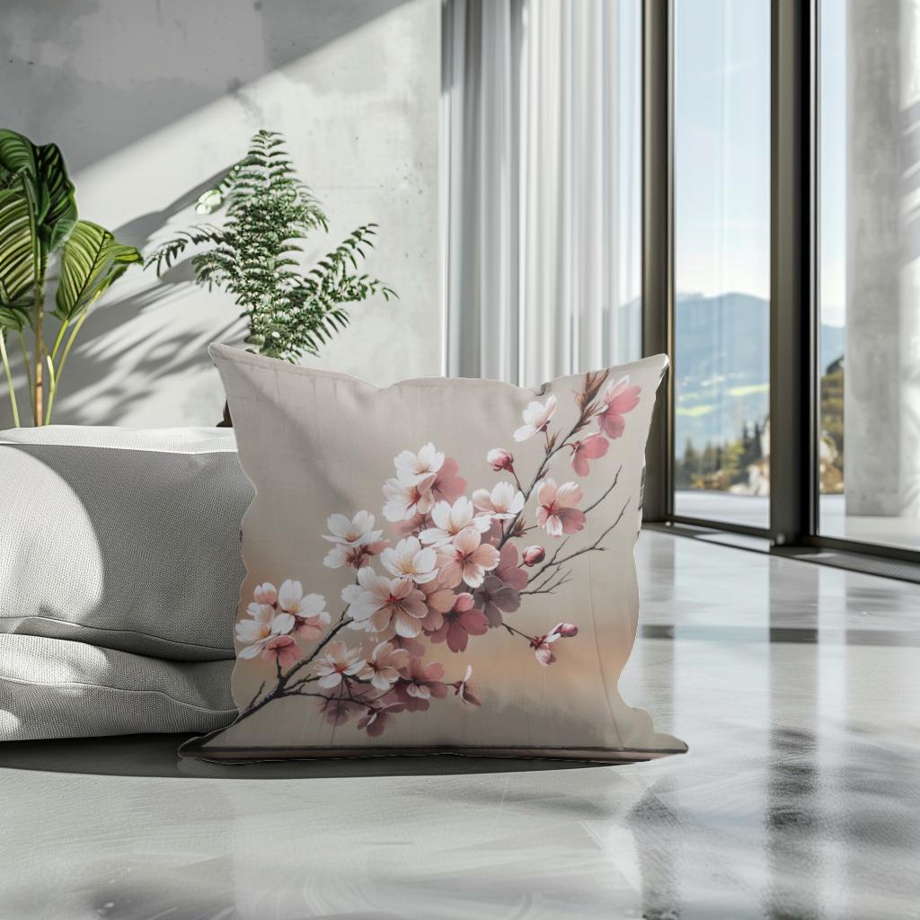 Cherry Blossom Elegance Cotton Cushion