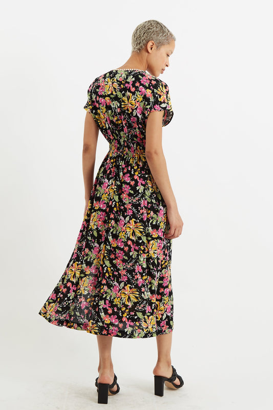 Unity Flower Burst V-Neck Midi Dress