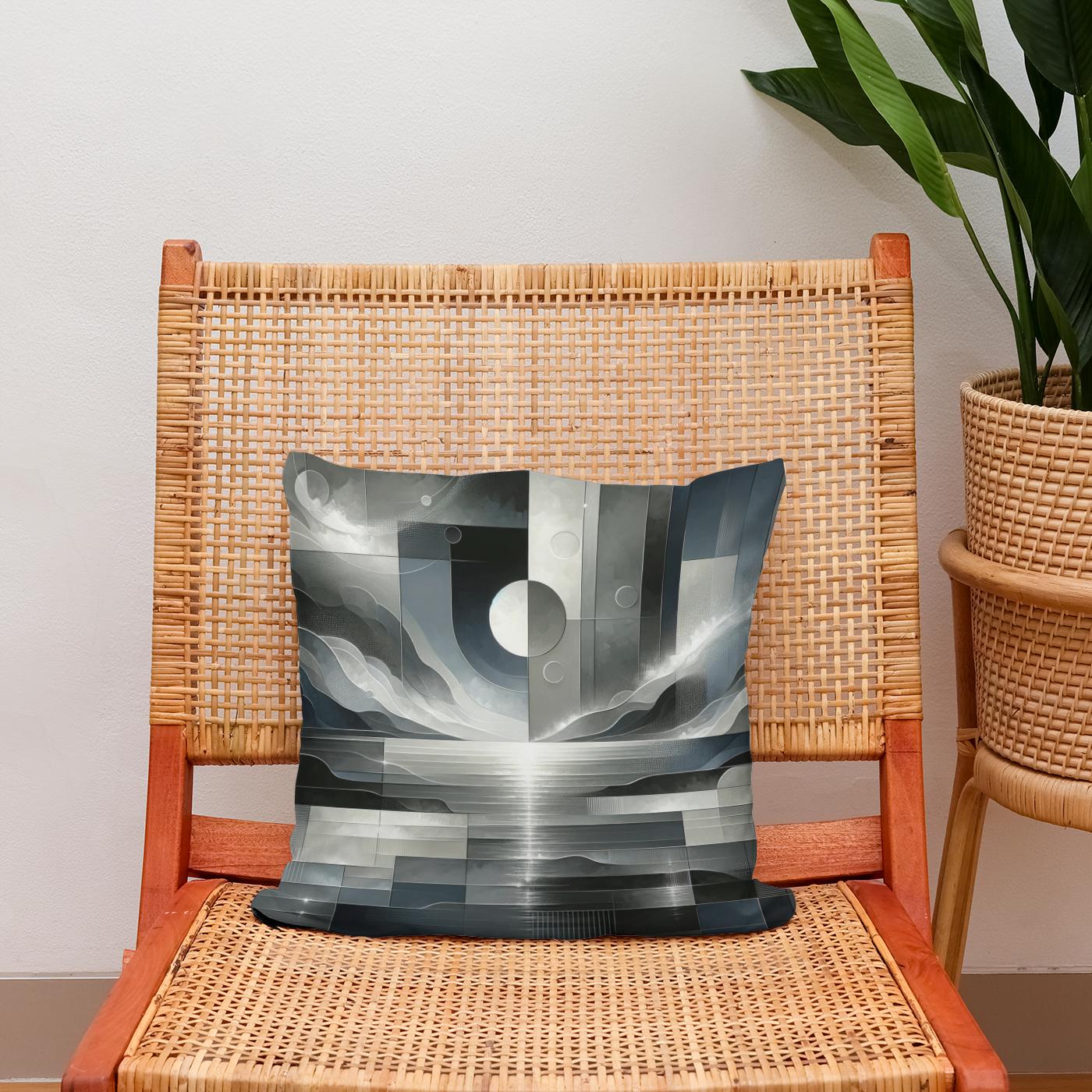 Moonlit Monochrome Cotton Cushion