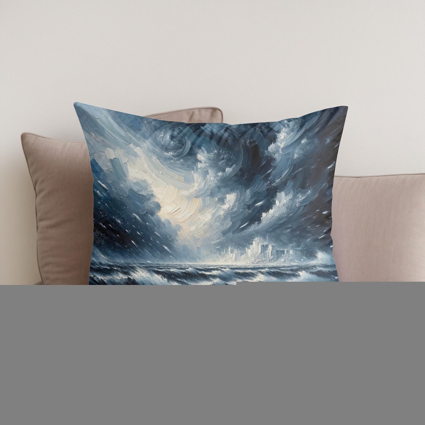 Winter's Fury Unleashed Cotton Cushion