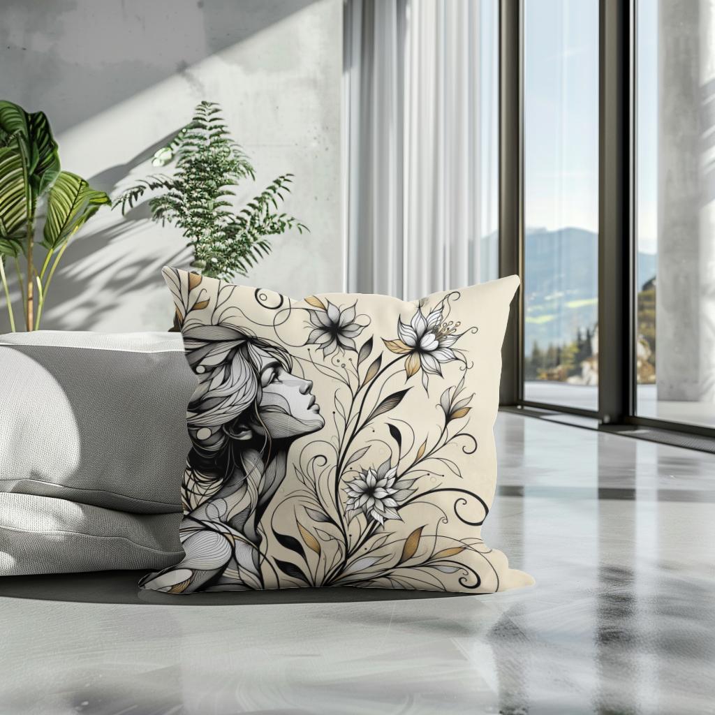 Serene Blossom Cotton Cushion