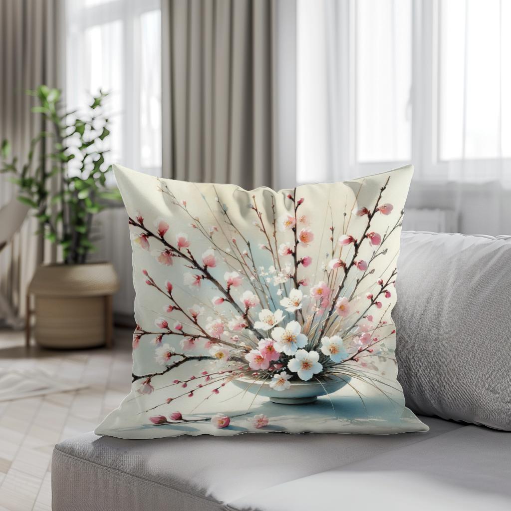Cherry Blossom Ikebana Cotton Cushion