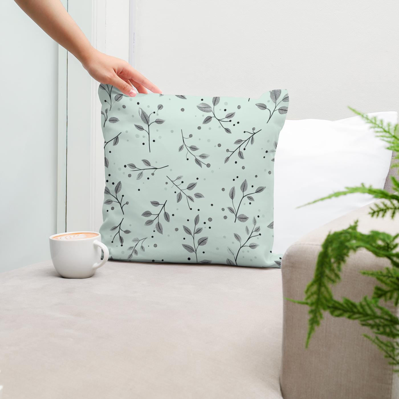 Mint Branches Cotton Cushion