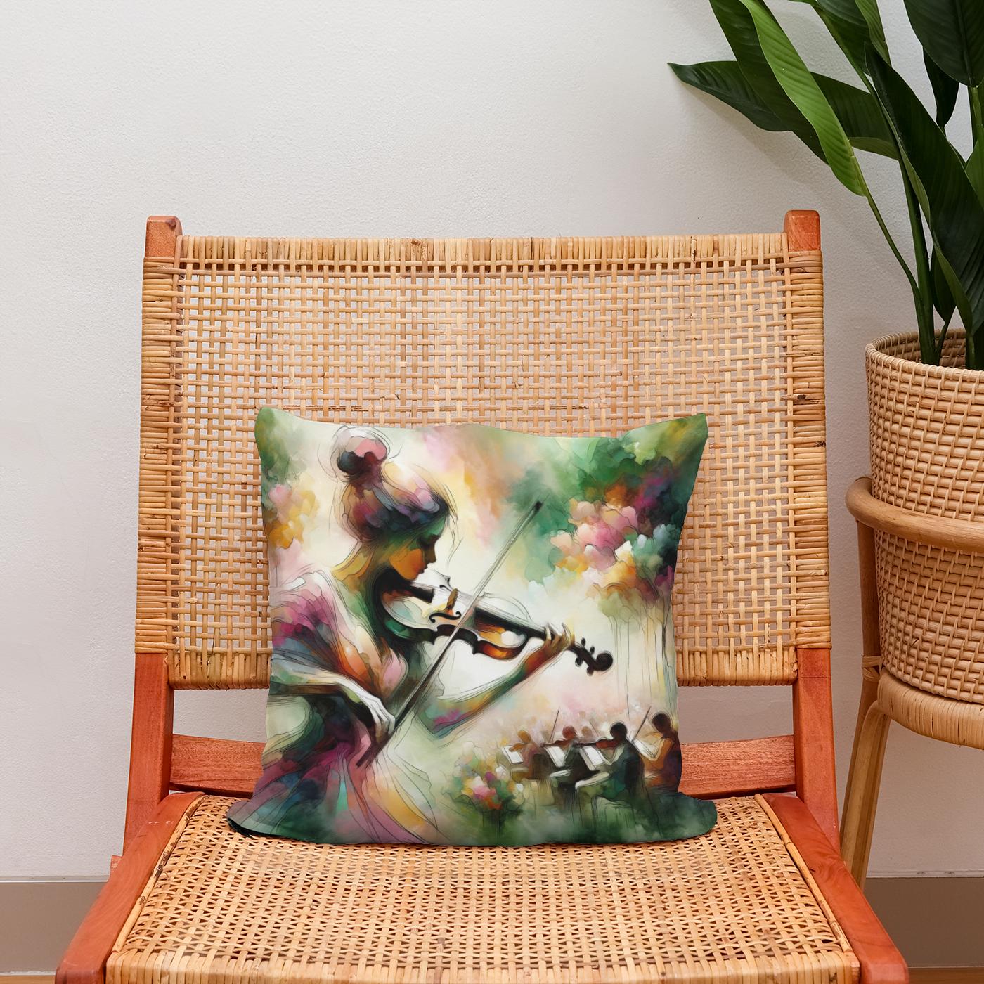 Garden Violinist Cotton Cushion