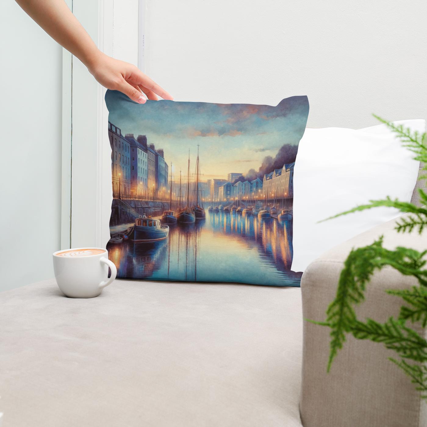 Bristol Harbourside Dusk Cotton Cushion