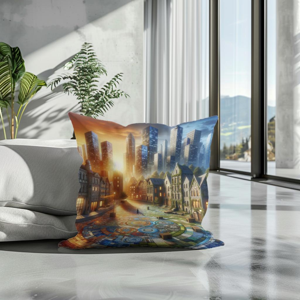 Time Mosaic Square Cotton Cushion