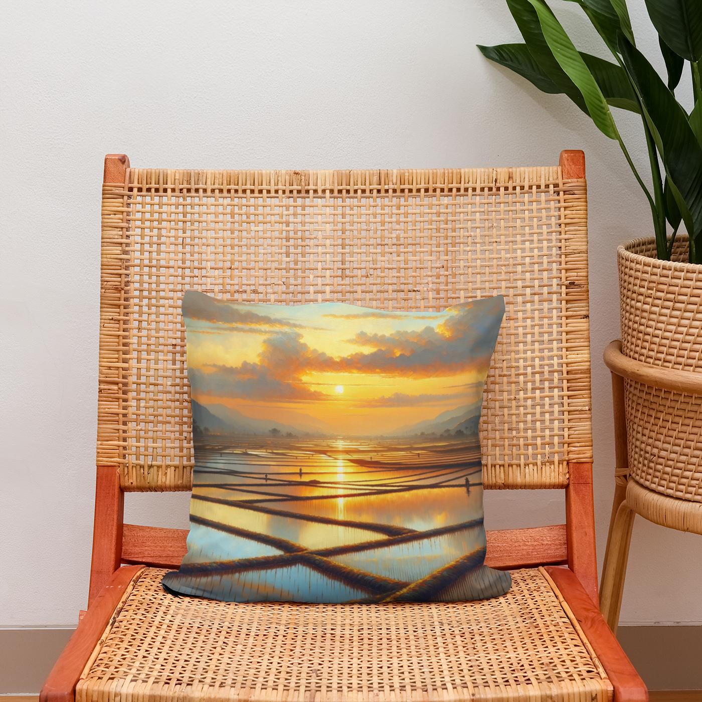 India's Sunset Serenity Cotton Cushion