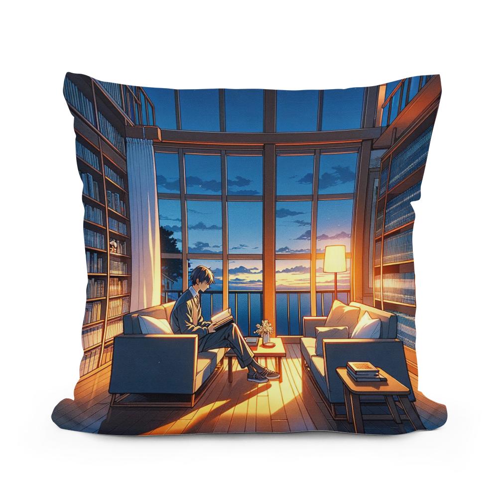 Twilight Library Calm Cotton Cushion