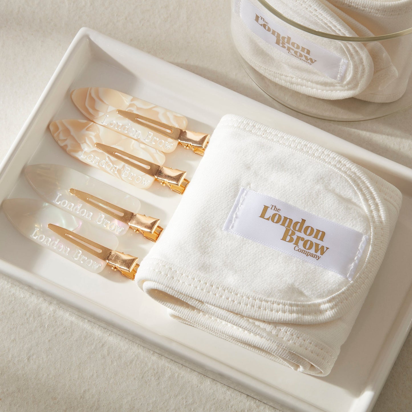 London Brow No-Crease Styling Clips – Pearl & Gold Marble (2 Pack)