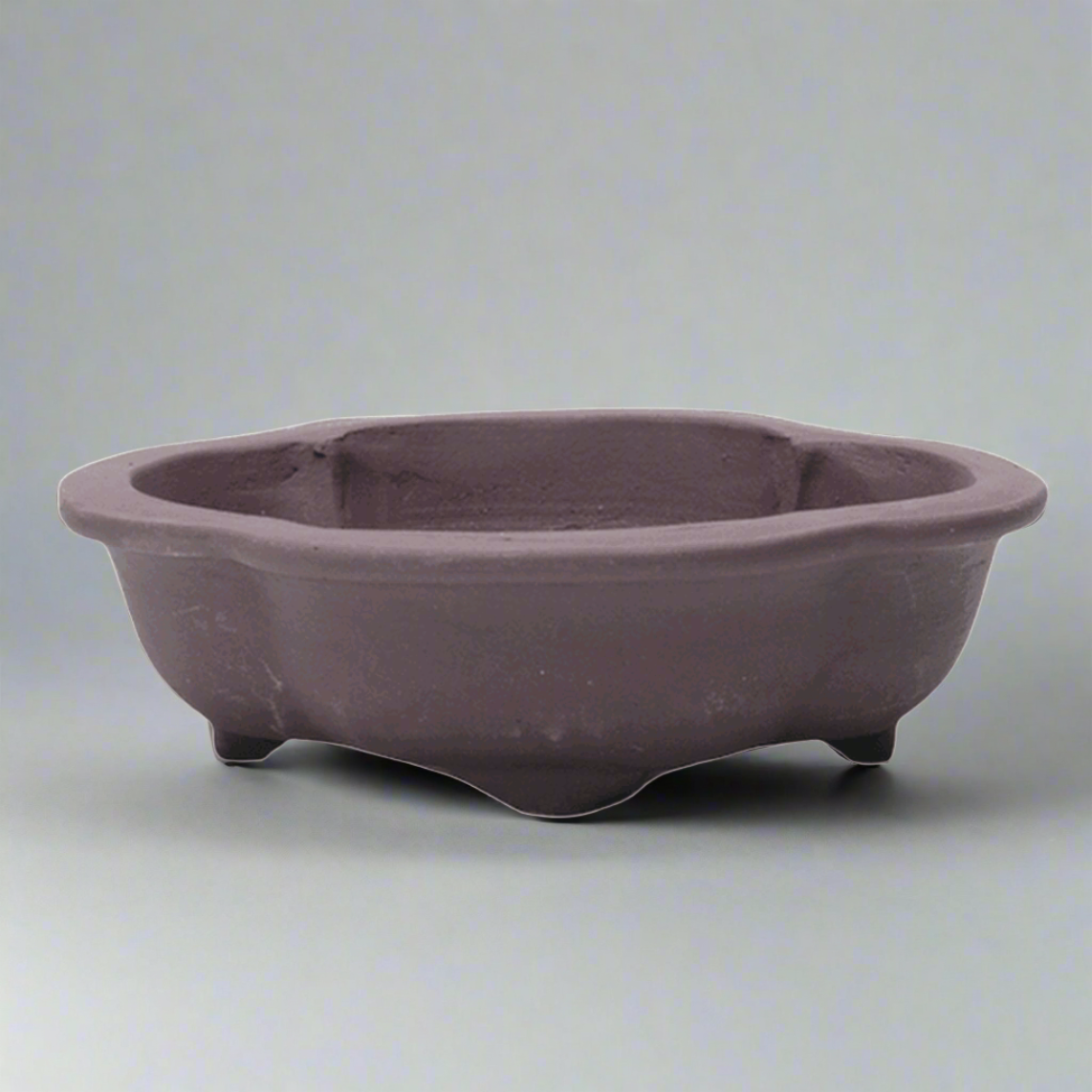 Unglazed Bonsai Pot Floral | 18cm x 15cm x 4cm | YB1122