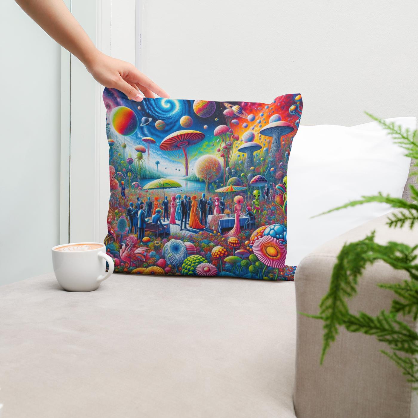 Galactic Garden Gala Cotton Cushion