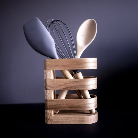 Oak Kitchen Utensil Holder | Luxury Wooden Utensil Pot | Handcrafted in UK