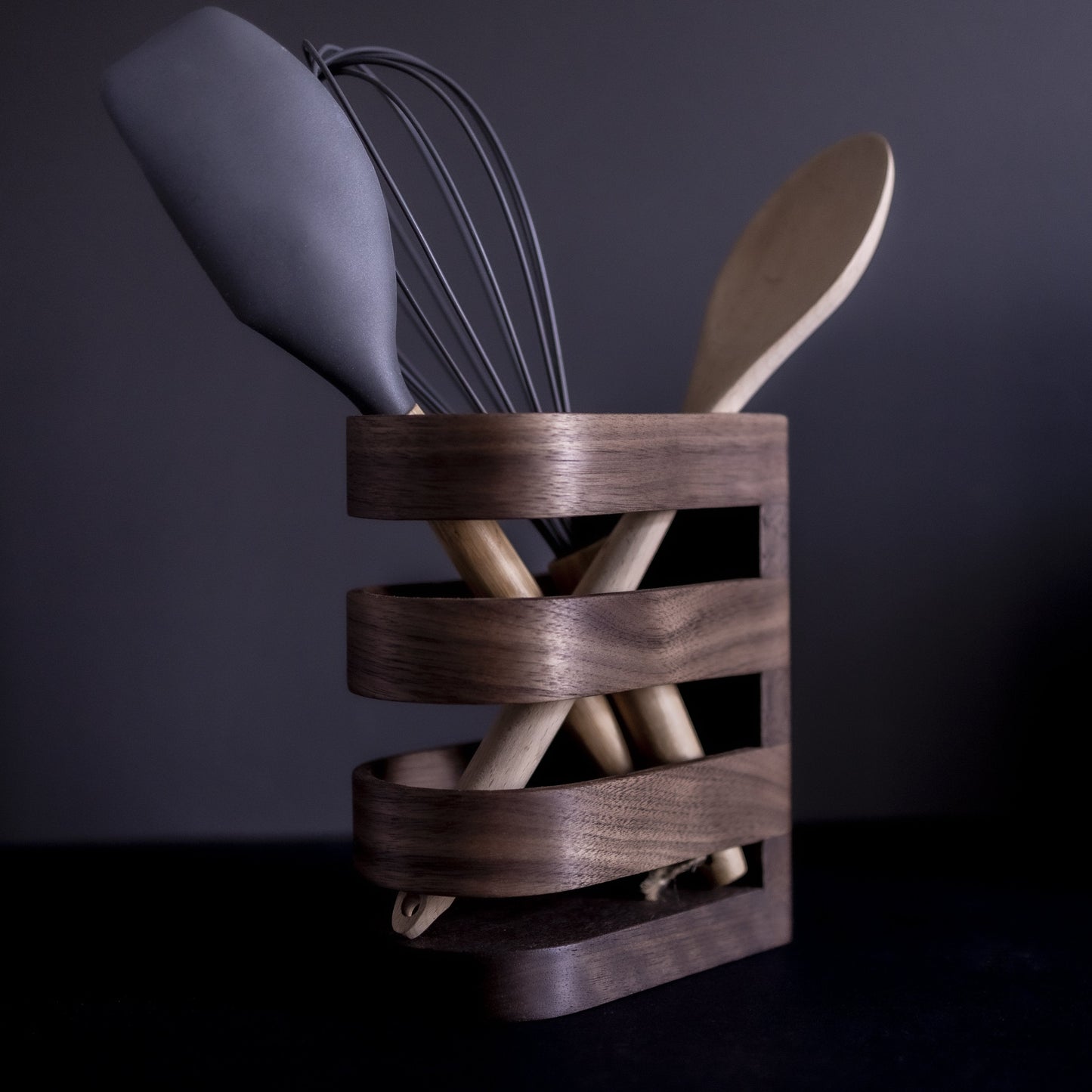 Walnut Kitchen Utensil Holder | Luxury Wooden Utensil Pot | Handcrafted in UK