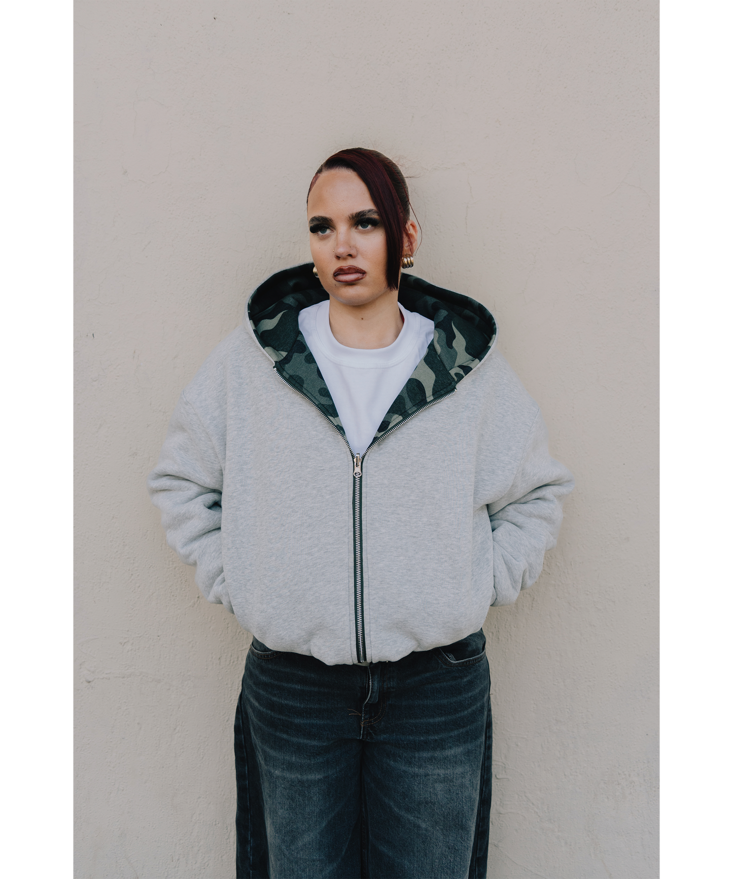 CAMO/GREY REVERSIBLE ZIP HOODIE
