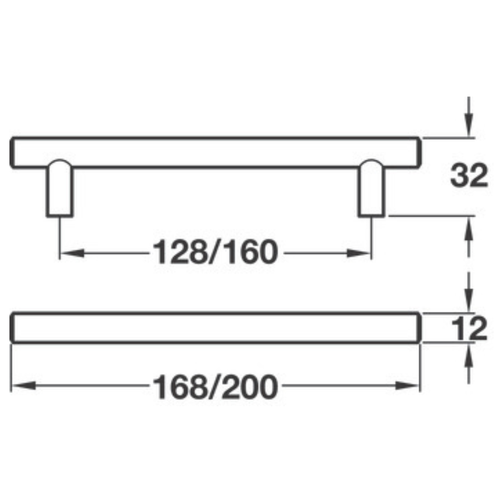 M4TEC Ballater D5 Black T-Bar Handle – Modern Cabinet, Cupboard & Door Handle (128mm Centres)