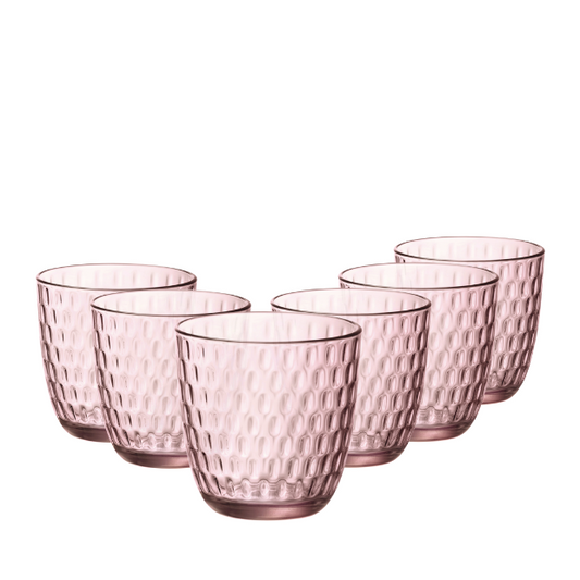 Bormioli Rocco Slot Water Glasses in Lilac Rose - 290ml - Set of 6
