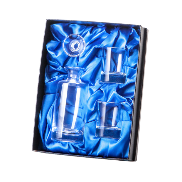 0.15Ltr Handmade Mini Glass Decanter with 2 Shot Glasses Gift Set