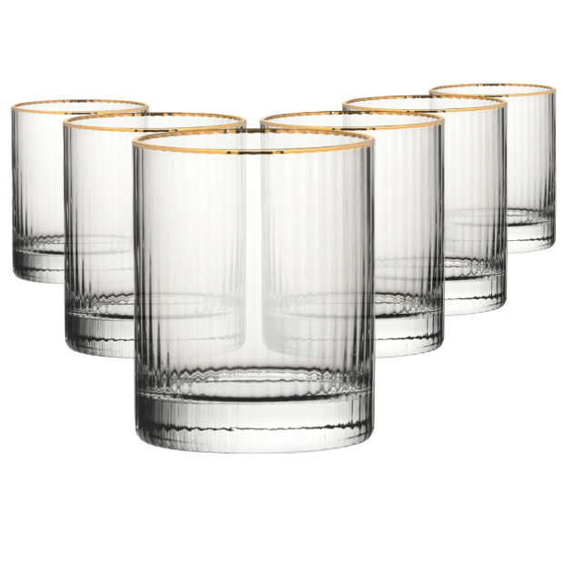 Hayworth Gold Rimmed DOF Whisky Tumblers - 320ml - Set of 6