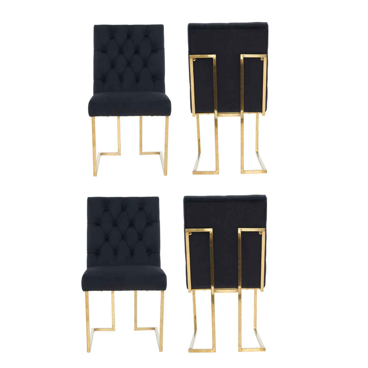 Siena Tufted Velvet Dining Chair – Gold Frame, Modern Luxury Accent